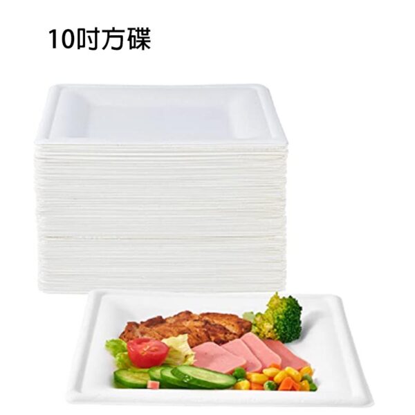 可降解甘蔗方碟 10吋 (50隻裝) 26CM