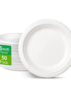 可降解甘蔗紙碟 6吋 (50隻裝) 15.5cm
