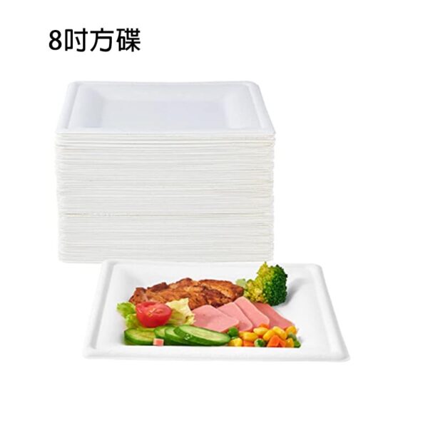 可降解甘蔗方碟 8吋 (50隻裝) 20CM